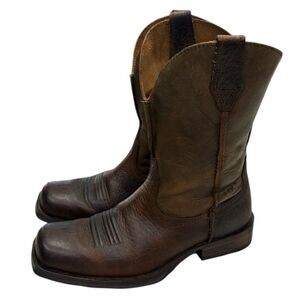 Ariat Rambler Men’s Brown Square Toe Western Boots 8D EUC